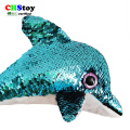 CHStoy #20A3056 stuffed sequin dophin toy custom animal sequin toy factory